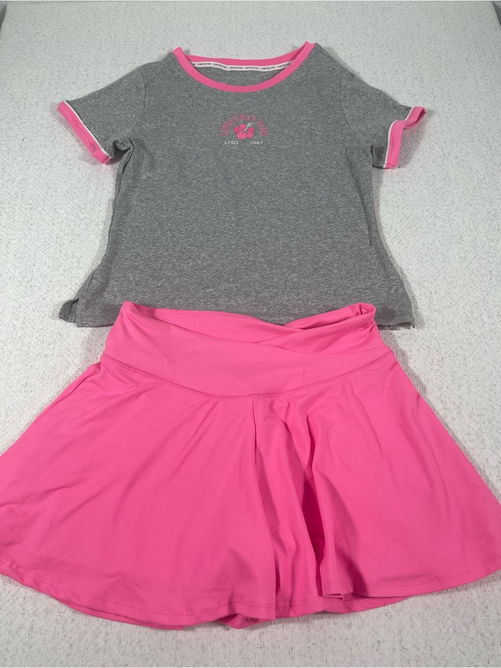 Vtg Limited Too Ringer Tee Shirt /Skorts  Girls Set Sz XL 16/18 .SKU#0429